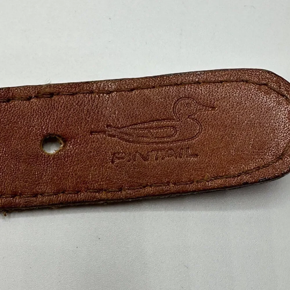 Pintail Men's Golf Embroidered Canvas Belt Leather Tip Brass Buckle Large
